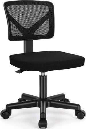 Office Computer Desk Chair, Ergonomic Low-Back Mesh Rolling Work Swivel Chairs with Wheels, Armless Comfortable Seat Lumbar Support for Home,Bedroom,Study,Student,Adults, Black