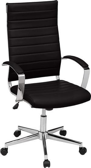 Basics High-Back Executive Swivel Office Desk Chair with Ribbed Puresoft Upholstery, Lumbar Support, Modern Style, 23.9"D x 24.69"W x 41.5"H, Black