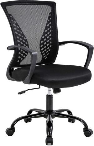 Office Chair Ergonomic Desk Chair Mesh Computer Chair with Lumbar Support Armrest Mid Back Rolling Swivel Adjustable Task Chair (Black)