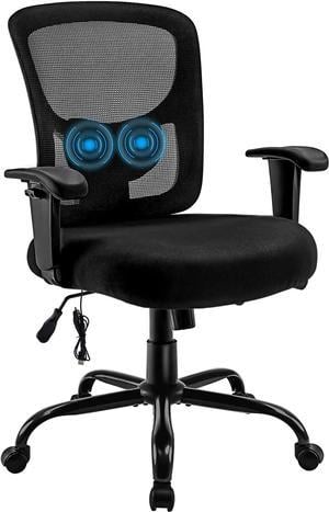 Bigroof Big and Tall Office Chair 400lbs, Ergonomic Mesh Desk Computer Chair with Adjustable Lumbar Support Arms High Back Wide Seat Task Executive Rolling Swivel Chair for Women Men, Heavy People