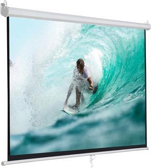 SUPER DEAL 100'' 16:9 HD Projection Screen Foldable Anti-Crease Portable Projector Movie Screen Manual Pull Down for Home Theater Presentation Education Outdoor Indoor Public Display