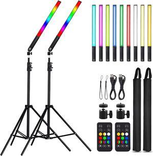 LED Light Sticks RGB Light Wand, Photography Light Stick LED Video Lighting Kit 9 Color Modes, with 26.2" to 78.7" Tripods, Adjustable 3200K-5600K, Pack of 2 [Upgraded]