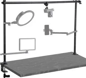 JUSMO LS15 Pro Camera Desk Mount, Aluminum Overhead Camera Mount Rig, Table Multi-Device Pole to Mount Magic Arm Clamp, DSLR, Cameras, Phone, Light, Microphone, Streaming, Studio, Max Load 22 lb JUSMO LS15 Pro Camera Desk Mount, Aluminum Overhead Camera Mount Rig, Table Multi-Device Pole to Mount Magic Arm Clamp, DSLR, Cameras, Phone, Light, Microphone, Streaming, Studio, Max Load 22 lb