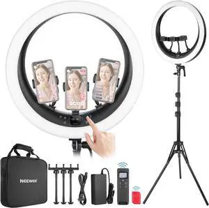 NEEWER Ring Light RP19H 19 inch with Stand and 3 Phone Holders, Upgraded 2.4G and Touch Control, Smooth Dimming at 1%, 42W CRI 97+ 2540lux, Professional for Streaming Home Office Zoom Call Lighting