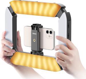 Smartphone Video Rig ULANZI U200 Camera Video Rig Phone Video Stabilizer LED Ring Light Selfie Light for Smartphone, Camera, Action Camera, YouTube, Vlogging, Filmmaking, Makeup