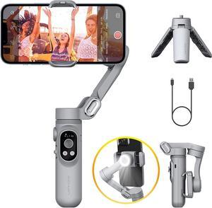Gimbal Stabilizer for Smartphone w/LED Light Face Tracking Inception Timelapse Handheld Foldable 3-Axis Gimble for iPhone 14 13 12 11 Pro/Max Android Galaxy S21 YouTube TikTok Vlog AOCHUAN Smart X