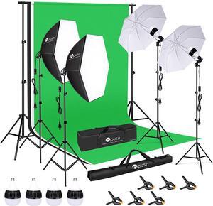 HPUSN 8.5 x 10 ft Background Support System, Photo Video Studio Light Kit 5400K Umbrellas Softbox Continuous Lighting Kit for Photo Studio Product, Portrait and Video Shoot Photography