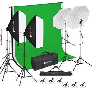 Yesker Photography Lighting Kit 8.5 x 10 ft Background Support System Umbrellas Softbox Continuous Lighting Kit for Photo Shoot Studio Portrait, Product and Video Recording Photography