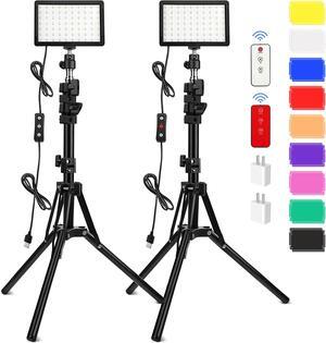 2 Pack 70 LED Video Light with 61.42'' Tripod Stand/Color Filters, Obeamiu 5600K USB Studio Lights Shooting Kit for Photography Lighting, Zoom Call Lighting, Live Streaming, Video Conferencing