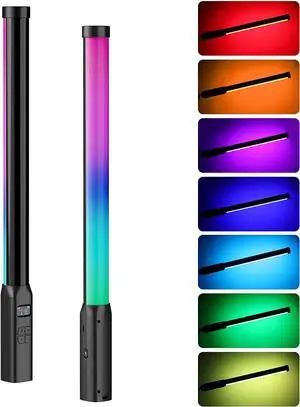 ULANZI VL119 Handheld Light Wand, 360° RGB LED Video Light Stick for Photography, 2600mAh Rechargeable Tube Light for Video Shooting, 2500-9000K Dimmable Camera Light with LCD
