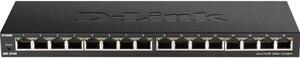 D-Link Ethernet Switch, 16 Port Gigabit Slim Switch Plug and Play, Unmanaged, Metal Housing, Quiet Fanless Design, IEEE 802.3az EEE, 5-Year Limited Warranty (DGS-1016S) Black