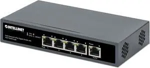 Intellinet PoE++ Powered 5 Port Gigabit Ethernet Switch with PoE Passthrough - 65W Power Budget via AC Power & 95W Power Budget via POE PD, 30W per Port, Fanless & Quiet3 Yr Mfg Warranty-561808