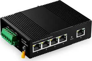 5 Port Gigabit Din Rail Industrial Ethernet Switch 4 Ports and 1 Uplink 10/100/1000Mbps Fanless Wall Mount with One Power Supply