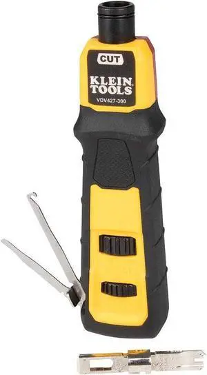 Klein Tools VDV427-300 Impact Punchdown Tool with 66/110 Blade, Reliable CAT Cable Connections, Adjustable Force, Includes Pick and Spudger