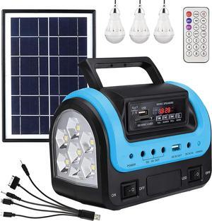 Portable Solar Generator with Solar Panel, Power Station with Flashlight,Emergency Generator Solar Powered for Home Use Camping Travel Hunting Emergency(Blue)