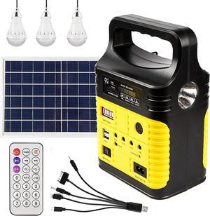 Solar Generator - Portable Power Station for Emergency Power Supply,Portable Generators for Camping,Home Use&Outdoor,Solar Powered Generator With Panel Including 3 Sets LED Light (Yellow)