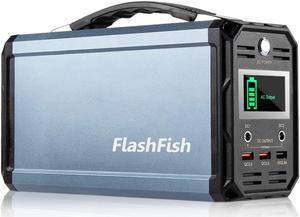 300W Solar Generator, FlashFish 60000mAh Portable Power Station Camping Potable Generator, CPAP Battery Recharged by Solar Panel/Wall Outlet/Car, 110V AC Out/DC 12V /QC USB Ports for CPAP Camp Travel
