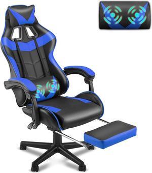 Soontrans Blue Gaming Chair with Footrest,Gaming Computer Chair, Office Gaming Chair Ergonomic Gamer Chair with Height Adjustment,Headrest and Lumbar Support Gamer Chair(Storm Blue)