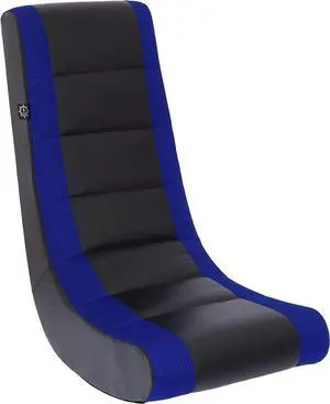 The Crew Furniture Kids & Teens Classic Video Rocker Gaming Chair  Lightweight Ergonomic Floor Rocker in Black and Blue with Easy-Clean Faux Leather & Mesh