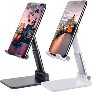 Meetuo 2 Pcs Cell Phone Stand, Adjustable Angle Height Phone Stand for Desk, Fully Foldable/Portable Phone Holder, Compatible for iPhone 14/13/12/Smartphones, Welcome to consult