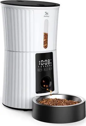Timed Automatic Cat Feeders - 4L Programable Dry Food Dispenser for Cats and Small Medium Dogs 6 Meals with Desiccant Bag Dual Power Supply 10S Voice Recorder