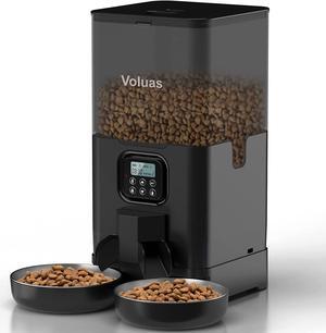 Automatic Cat Feeders for Two Cats, Double Pet Feeder with 2 Stainless Steel Bowls,6L Timed Cat Feeder with Memory Function, Pet Food Dish