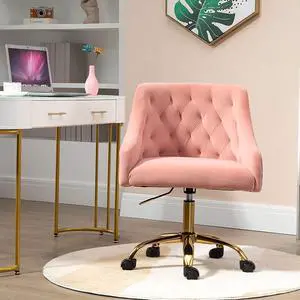 Sepnine Large Velvet Fabric Swivel Task Chair for Home Office Ergonomic Comfortable Chair - Girls Lovely with Gold Frame for Girls M-6030, Welcome to consult