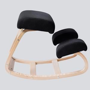 Predawn Ergonomic Kneeling Chair,Rocking Knee Chair Upright Posture Chair  for Home Office Meditation Wooden & Linen Cushion-Office Chair for Back  Neck