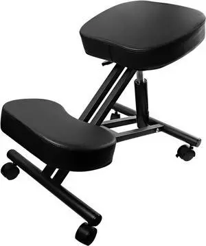 FBA Express, Ergonomic Kneeling Chair, Adjustable Stool for Home and Office - Improve Your Posture with an Angled Seat - Thick Comfortable Cushions, Black