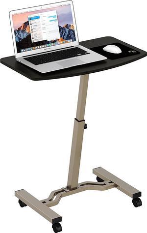 SHW Height Adjustable Mobile Laptop Stand Rolling Desk, Espresso