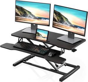 Height Adjustable Standing Desk 36 Wide Sit to Stand Converter Stand Up Desk Tabletop Workstation for Laptops Dual Monitor Riser Black SD309101WB