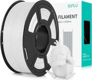SUNLU 3D Printer Filament PLA Matte 1.75mm, Neatly Wound Filament, Smooth Matte Finish, Print with 99% FDM 3D Printers, 1kg Spool (2.2lbs), 330 Meters, Matte White
