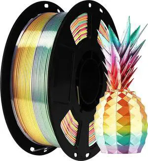 Silk Shiny Multi Color Fast Change Rainbow PLA Filament, 1kg 2.2lbs 1.75mm 3D Printing Material, Widely Support for FDM 3D Printer, Easy to Print Silk Shiny Multi Color Fast Change Rainbow PLA Filament, 1kg 2.2lbs 1.75mm 3D Printing Material, Widely Support for FDM 3D Printer, Easy to Print