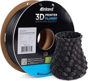 INLAND PLA Filament 1.75mm - Black PLA 3D Printer Filament, Dimensional Accuracy +/- 0.03mm - 1kg Cardboard Spool (2.2 lbs)  FDM 3D Printing