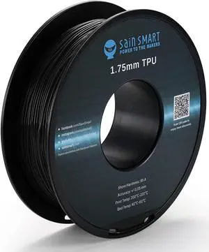SainSmart TPU Filament 1.75, Blck Flexible TPU 3D Printing Filament, 1.75 mm, 0.8 kg, Dimensional Accuracy +/- 0.05 mm