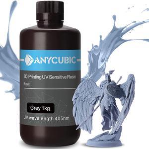 ANYCUBIC 3D Printer Resin, 405nm SLA UV-Curing Resin, High Precision & Rapid Photopolymer for LCD/DLP/SLA 3D Printing(Grey, 1kg)