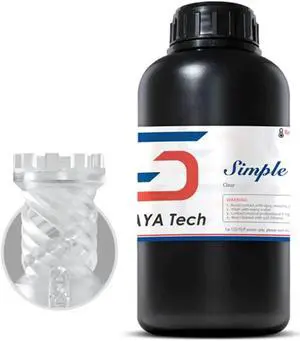 Siraya Tech Simple Water Washable 3D Printer Resin - Low Odor, Easy to Print, High Precision 405nm LCD UV-Curing Aqua Resin - Ideal for 8K Capable LCD, DLP 3D Printers - Tough and Clear (1kg)