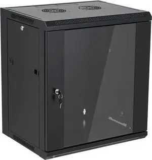 12U Wall Mount Server Cabinet Network Rack Enclosure Locking Glass Door