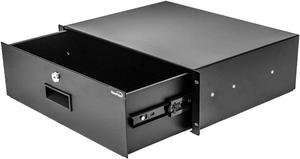 NavePoint Rack Mount Drawer for 19-Inch Server Cabinet Case Or DJ with Lock and Key 3U Black