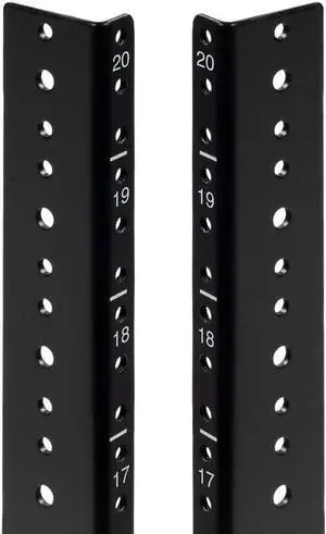 20U Vertical Rack Rail Pair DIY Kit with Hardware, Black
