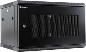 RackPath 6U Wall Mount Server Cabinet Network Rack Enclosure, Quiet Cooling Fan, Perforated Door, Black