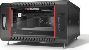 Server Rack - Wall Mount Network Enclosure - Locking Wall IT Cabinet - 19 Inch Rack Av Audio Video Rack Lockable Cabinet Network Rack - Powerbar - Shelf - Fan - Feet (6U (24" w x24 d x14 h))
