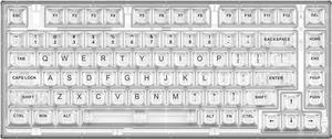 YUNZII X75 82 Key Hot Swappable Mechanical Keyboard with Transparent Keycaps, Gasket Mount 75 Keyboard, RGB Backlit Custom Gaming Keyboard for Windows/Mac (Crystal White Switch, Wired -White)