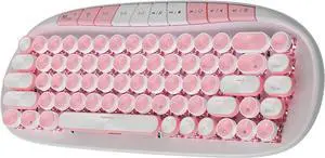 RK ROYAL KLUDGE RK838 Wireless Mechanical Keyboard, 65% Layout Hot Swappable Gaming Keybaord, Retro Typewriter Keyboard RGB Backlit, Bluetooth/Type-C/2.4G for Win/Mac(Pink)