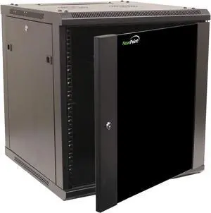NavePoint 12U Server Cabinet Wall Mount Rack Enclosure Includes 2 Fans, Locking Glass Door, Removable Side Panels  12U Network Cabinet 23.6 Deep, 19 Inch Server Rack for IT and A/V Equipment