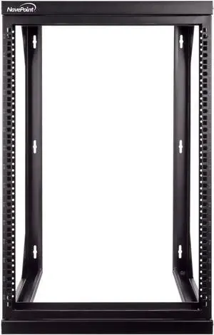 NavePoint 15U Server Rack with Swing Gate - 15U Wall Mount Rack for 19 Inch IT Equipment Open Frame Rack  Network Rack Wall Mount for AV & Server Equipment 18 Deep 15U Rack, Black
