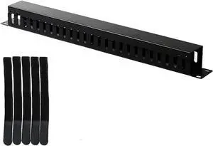 Lancher 19 Inch 1U Cable Management Horizontal Cable Rack Mount Manager with mounting Screws for Service Rack Cabinet 24 Slot Finger Duct with Cover