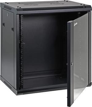 12U Professional Wall Mount Network Server Cabinet Enclosure 19-Inch Server Network Rack 16-Inches Deep Black