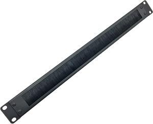 Jingchengmei 1U Disassembled Rack Mount Cable Management Panel with Brush for Cable Entry for 19-Inch Rack or Cabinet Black (BF01UAB2)