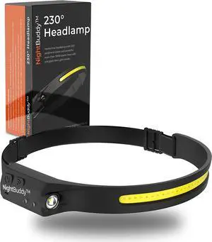 The Original LED Headlamp Rechargeable Flashlight for Adults Camping Essentials Backpacking Lights 4X Brighter Other Headlight Headband Lamp 5 Light Modes Hiking Gear Must Haves (Headlamp)
